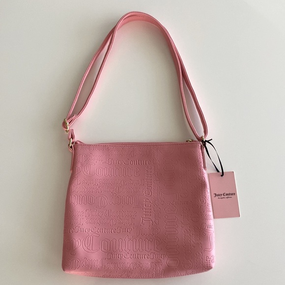 Juicy Couture Deboss Logo Pink Icing Shout It Out Crossbody Bag New - Picture 3 of 9